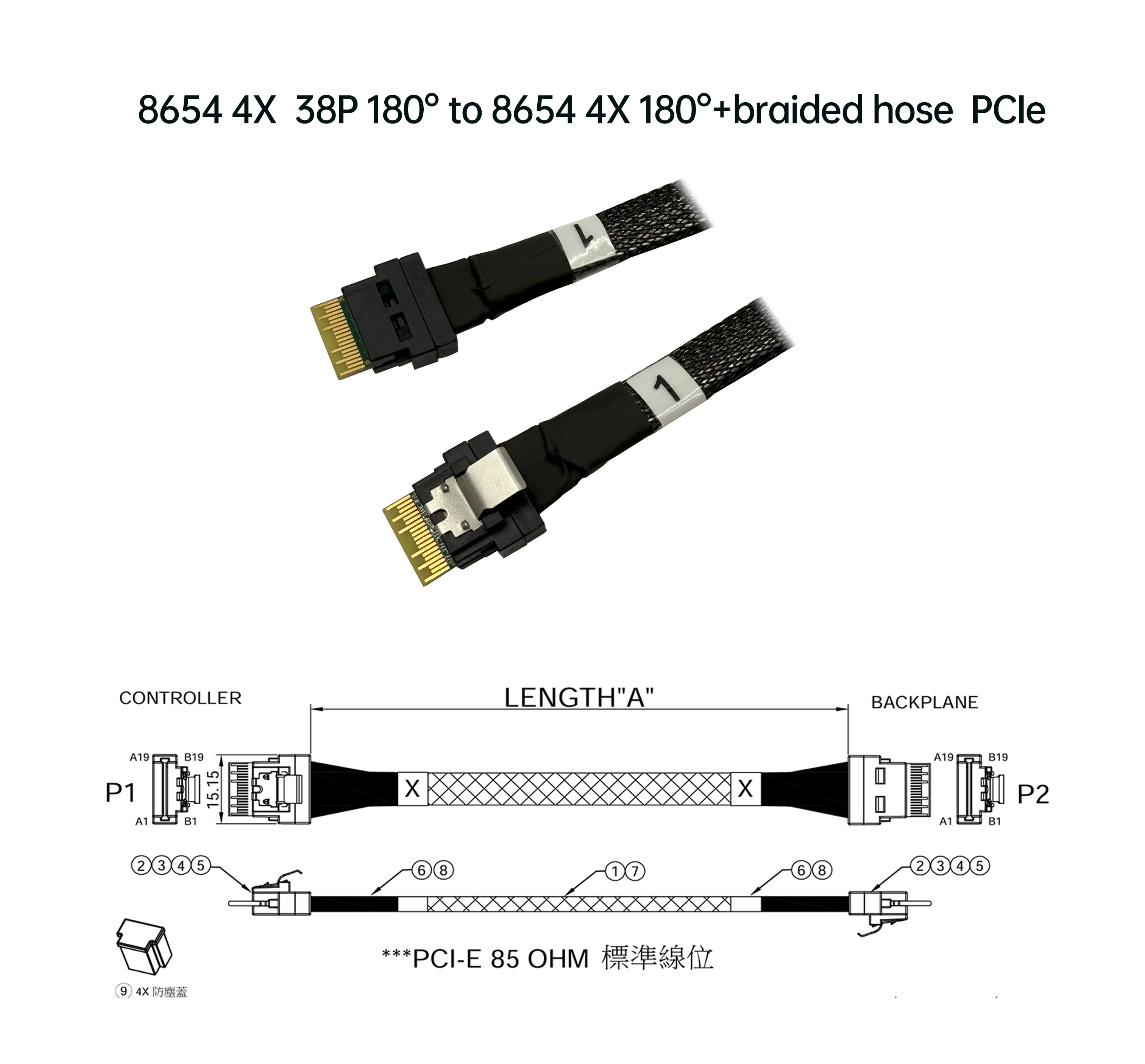 8654 4X 纤薄型 38P 180° 对 180°+网管 PCIe 32#