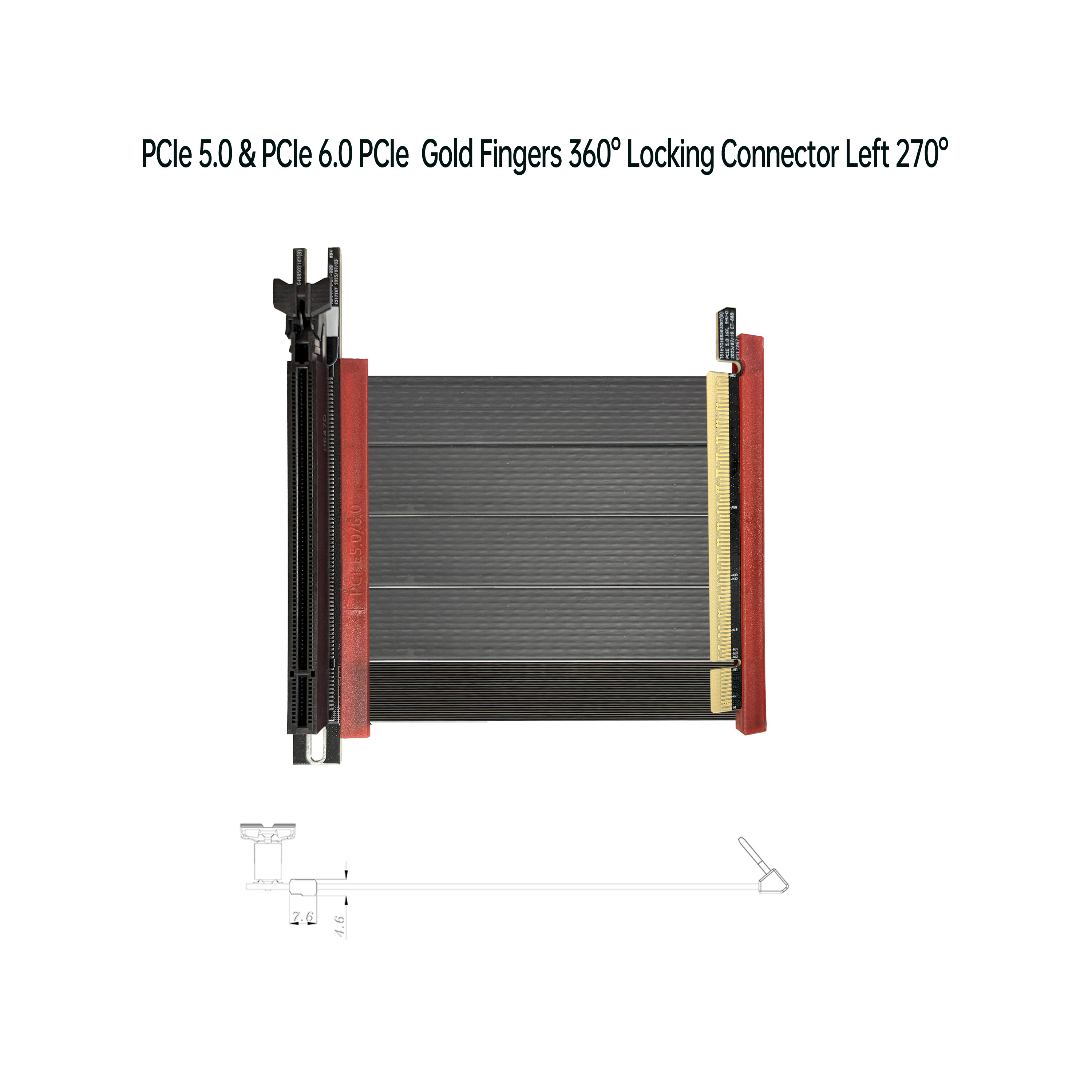 PCIe GEN-5 & GEN-6 金手指 360°对 卡扣式连接器左角 270°