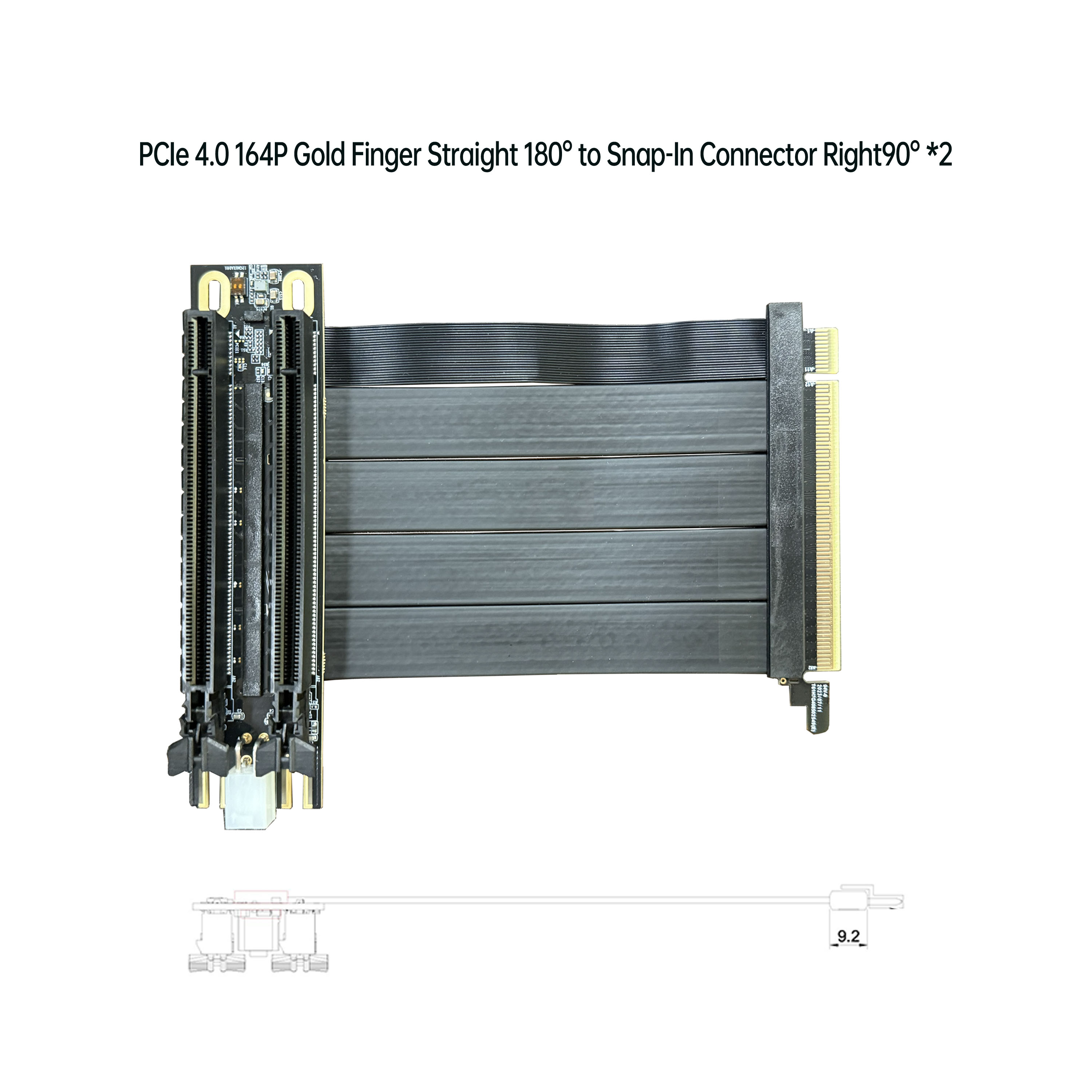 PCIe 4.0 164P 金手指 直180° 对 卡扣式连接器右角90° *2